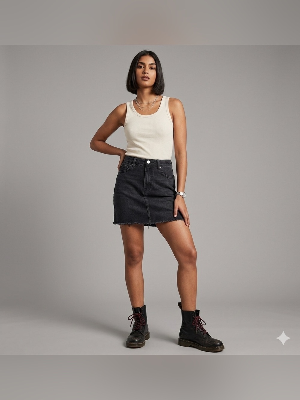 Pacsun Raw Hem Grey Denim Mini Skirt Size 27
